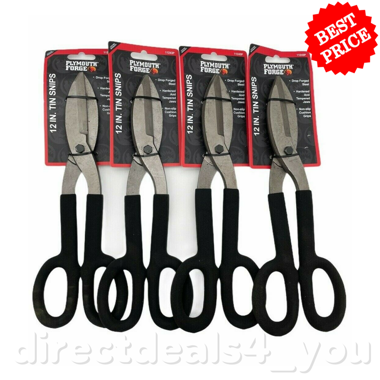 Plymouth Forge Tin Snips 12 in Pack of 4 - GOODSZON Discount Store