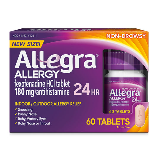 Allegra Adult 24HR Non-Drowsy Allergy Symptom Relief Tablets, 60 Ct - GOODSZON Discount Store