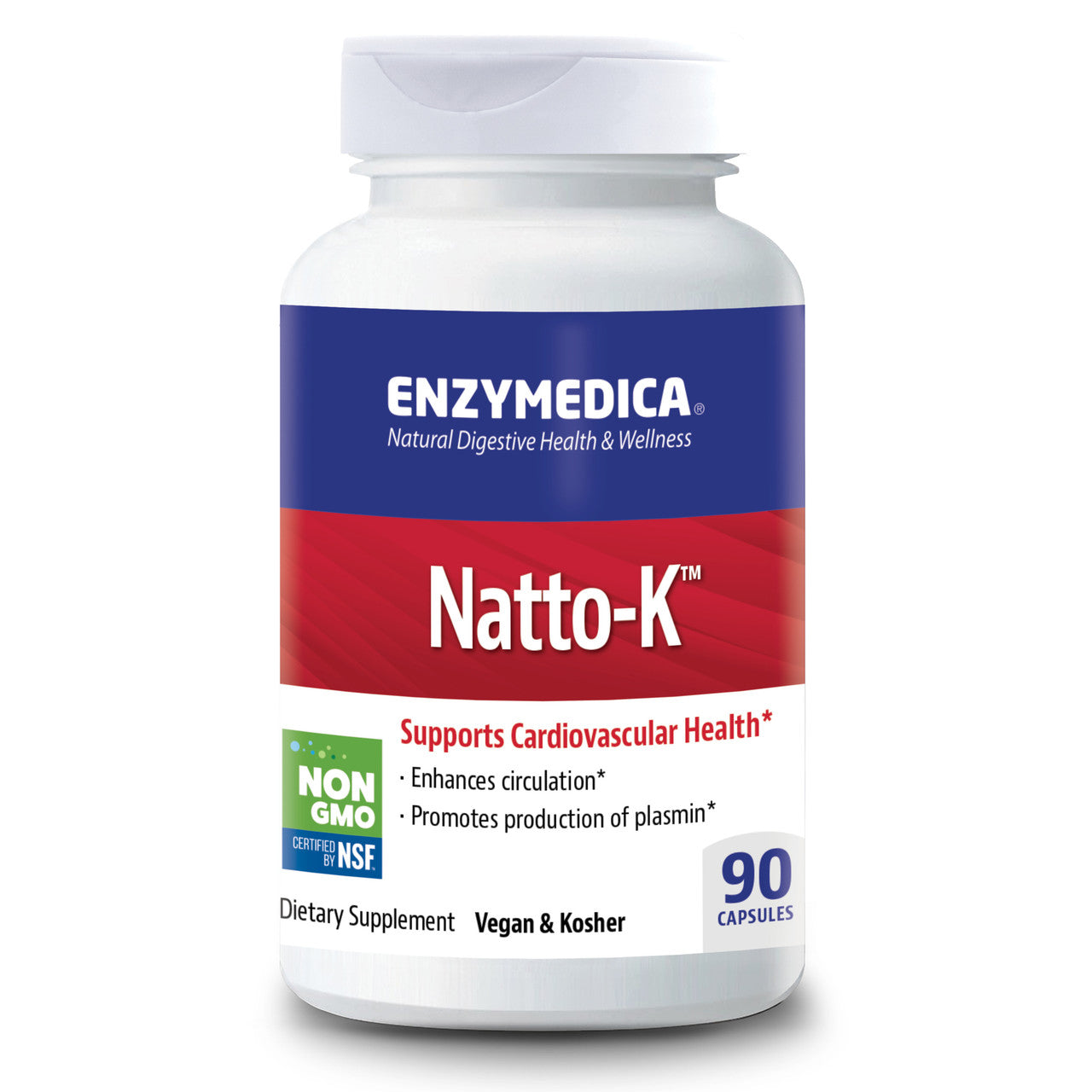 Enzymedica, Natto-K, Enzyme Supplement to Support Cardiovascular Health, Vegan, Kosher, 90 capsules (90 servings) - GOODSZON Discount Store