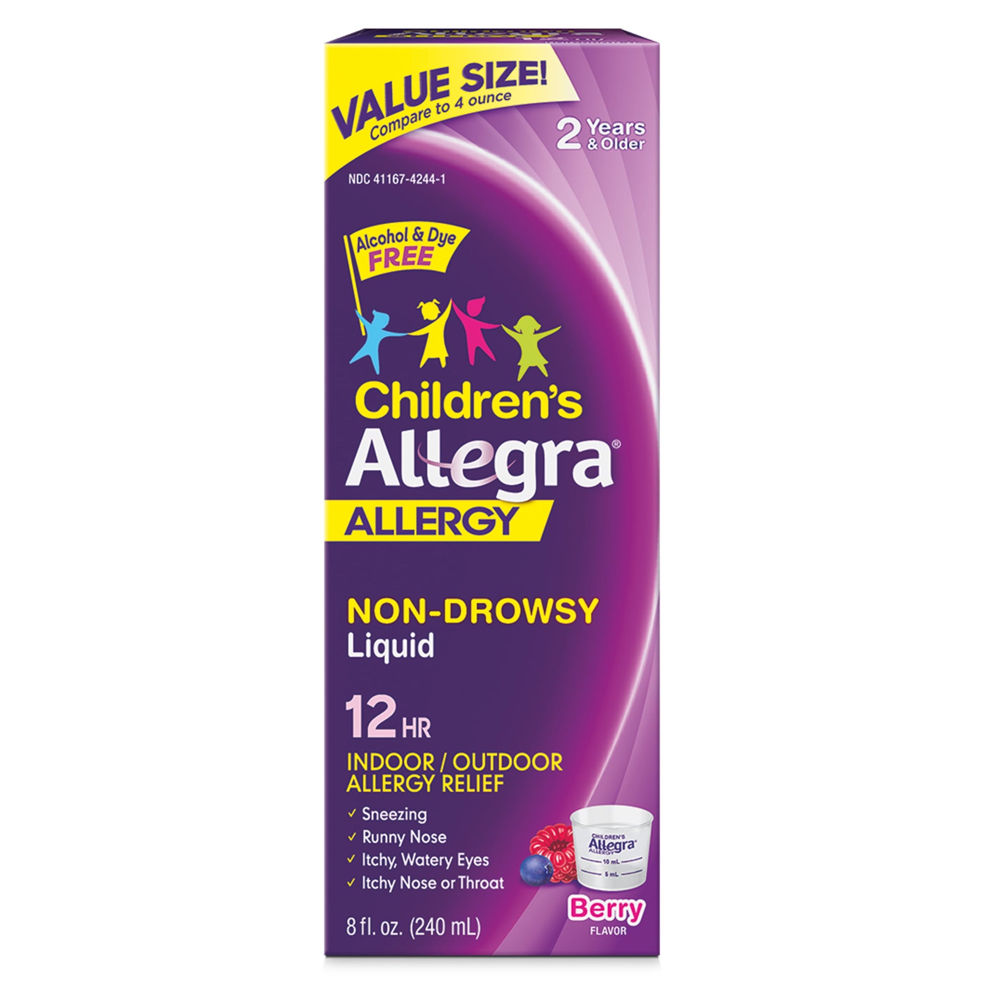 Allegra Children's Non-Drowsy Antihistamine Medicine for Kids Allergy Relief, 30 mg Fexofenadine, Berry Flavor, 8 fl oz - GOODSZON Discount Store