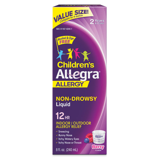 Allegra Children's Non-Drowsy Antihistamine Medicine for Kids Allergy Relief, 30 mg Fexofenadine, Berry Flavor, 8 fl oz - GOODSZON Discount Store