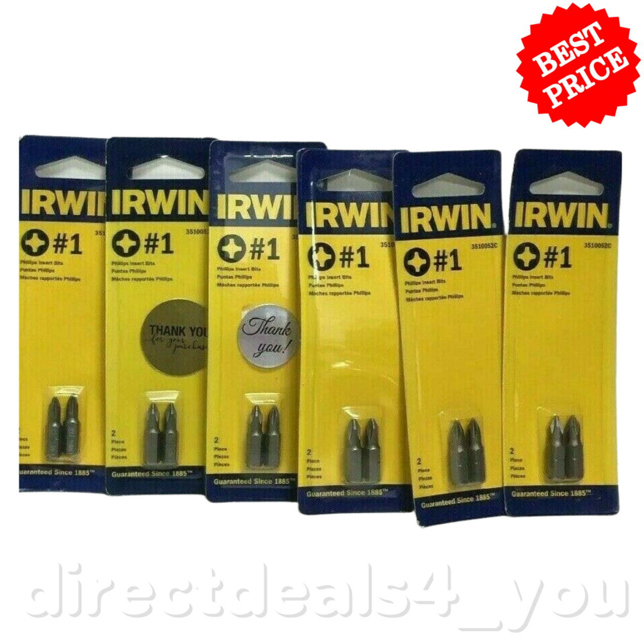 Irwin 3510052C #1 Phillips® Head Insert Bit 2 Count Pack of 6 - GOODSZON Discount Store