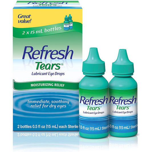 Refresh Tears Lubricant Eye Drops Preserved Tears, 2 Count, 30 mL - GOODSZON Discount Store