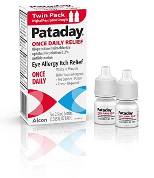 Pataday Once Daily Relief Allergy Eye Drops by Alcon, for Eye Allergy Itch Relief, 2.5 ml (Pack of 2) - GOODSZON Discount Store