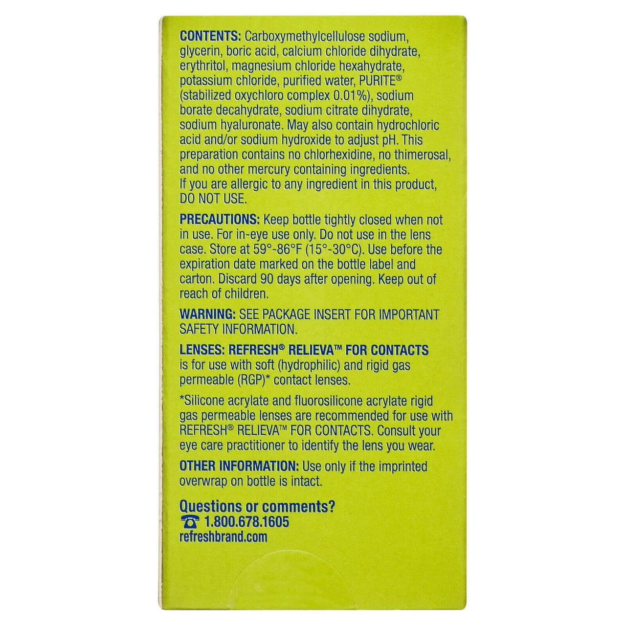 Refresh RELIEVA FOR CONTACTS Lubricant Eye Drops For Use with Contact Lenses, 0.27 fl oz (8 mL) Pack of 2 - GOODSZON Discount Store