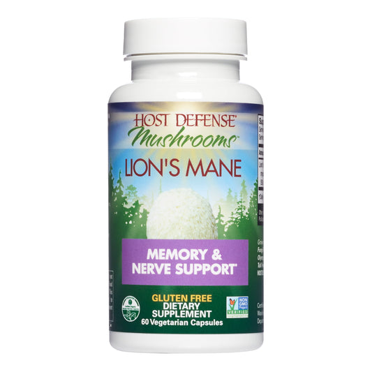 Host Defense, Lion's Mane Capsules, Promotes Mental Clarity, Focus and Memory, Daily Mushroom Supplement, Vegan, Organic, Gluten Free, 60 Capsules (30 Servings) - GOODSZON Discount Store