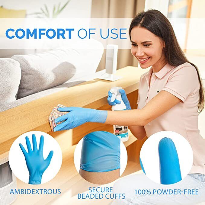[100 Pcs] Nitrile Gloves - Powder & Latex Free Disposable Exam Gloves - GOODSZON Discount Store