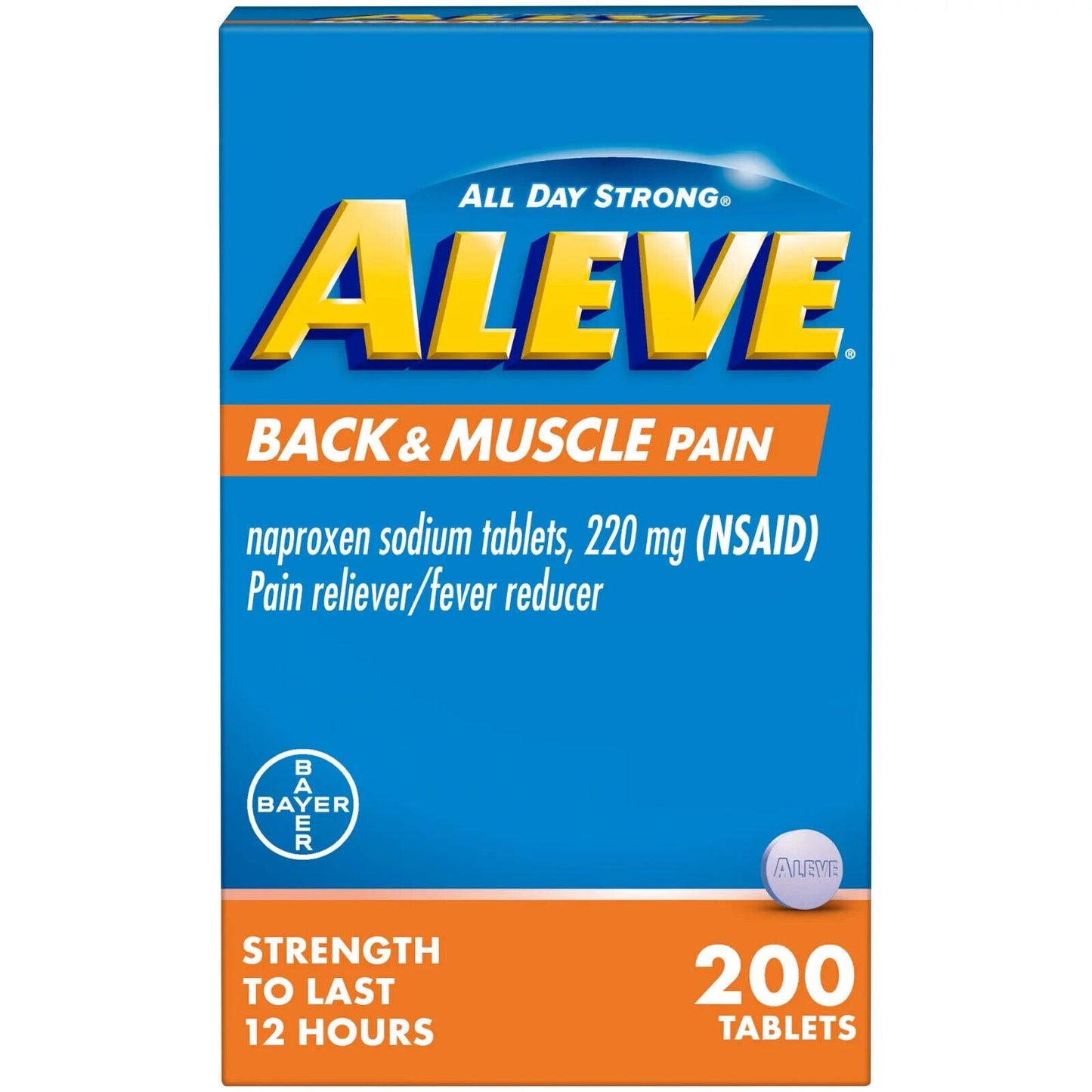 Aleve Back & Muscle Pain Reliever Naproxen Sodium 200 Tablets Exp 2025 - GOODSZON Discount Store