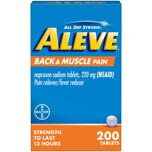 Aleve Back & Muscle Pain Reliever Naproxen Sodium 200 Tablets Exp 2025 - GOODSZON Discount Store