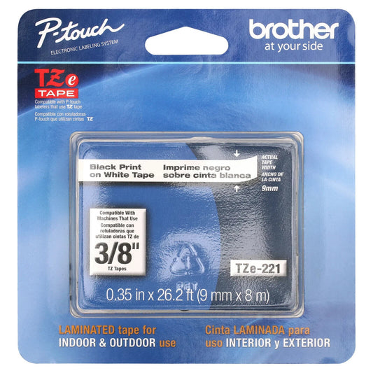 Brother P-touch TZE-221 Tape, 3/8" (0.35") Standard Laminated P-touch Tape - GOODSZON Discount Store