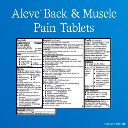Aleve Back & Muscle Pain Reliever Naproxen Sodium 24Tabs Exp 2025 Pack of 2 - GOODSZON Discount Store