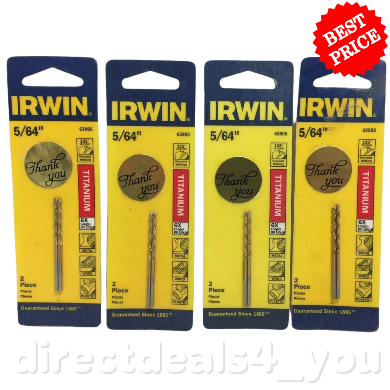 Irwin Titanium #63905 5/64" Drill Bit Pack of 4 - GOODSZON Discount Store