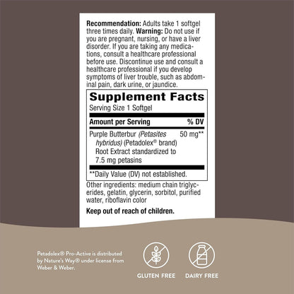 Nature's Way Petadolex Pro-Active, Blood Vessel Health and Relaxation in the Brain with Patented Butterbur*, 60 Softgels - GOODSZON Discount Store