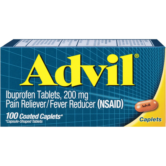 Advil Pain and Headache Reliever Ibuprofen, 200 Mg Coated Caplets, 100 Count - GOODSZON Discount Store