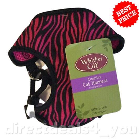 WHISKER CITY Hot Pink Zebra Cat Harness 13 - 16"(33.0-40.6cm) - GOODSZON Discount Store