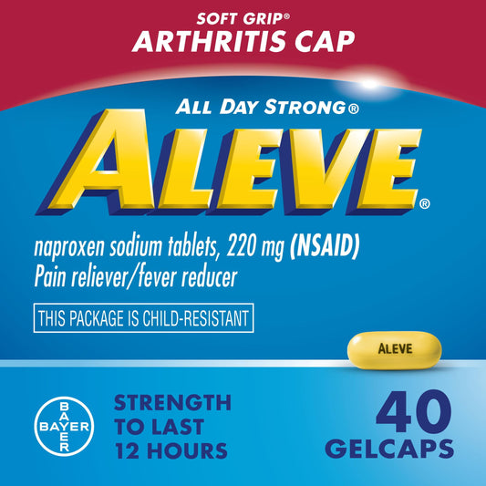 Aleve Gelcaps Soft Grip Arthritis Cap Naproxen Sodium Pain Reliever, 40 Count - GOODSZON Discount Store