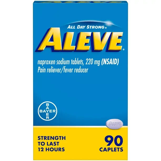 Aleve Caplets Naproxen Sodium Pain Reliever 90 ct Exp 12/2024, 03/2025 Pack of 2 - GOODSZON Discount Store