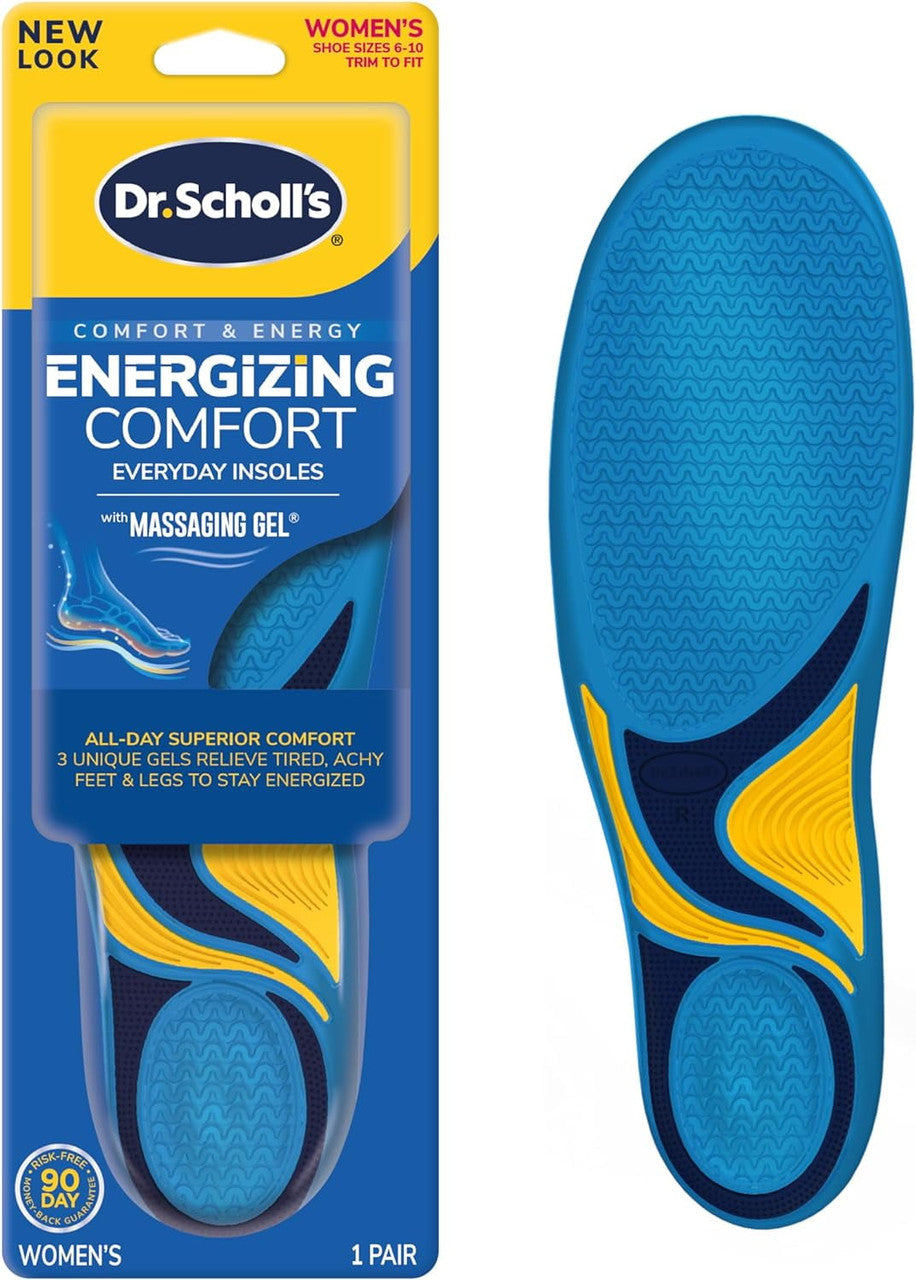 Dr. Scholl’s Energizing Comfort Everyday Insoles with Massaging Gel®, On Your Feet All-day Energy, Shock Absorbing, Arch Support, Trim Inserts to Fit Shoes, Men's Size 8-14, 1 Pair - GOODSZON Discount Store