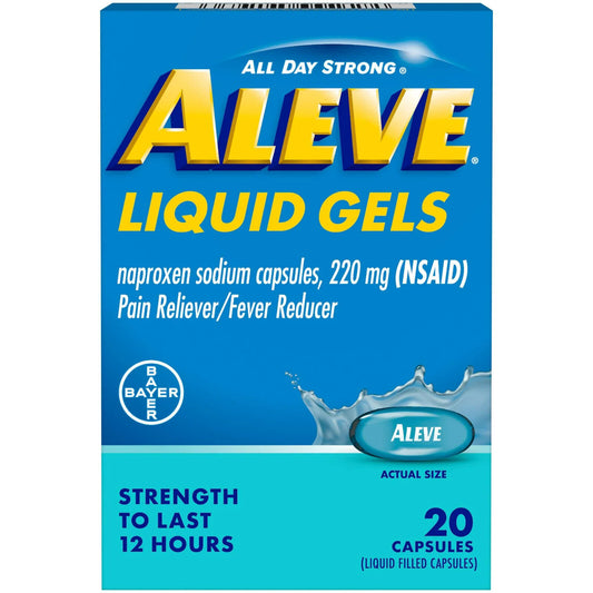 Aleve Liquid Gels Naproxen Sodium Pain Reliever, 20 Caps Exp 06/2024 - GOODSZON Discount Store