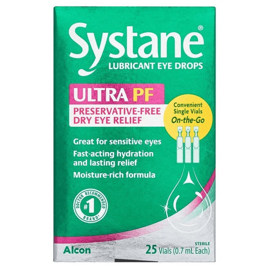 Systane Ultra Lubricant Eye Drops for Dry Eye Symptoms, 25 Preservative-Free Single Use Vials