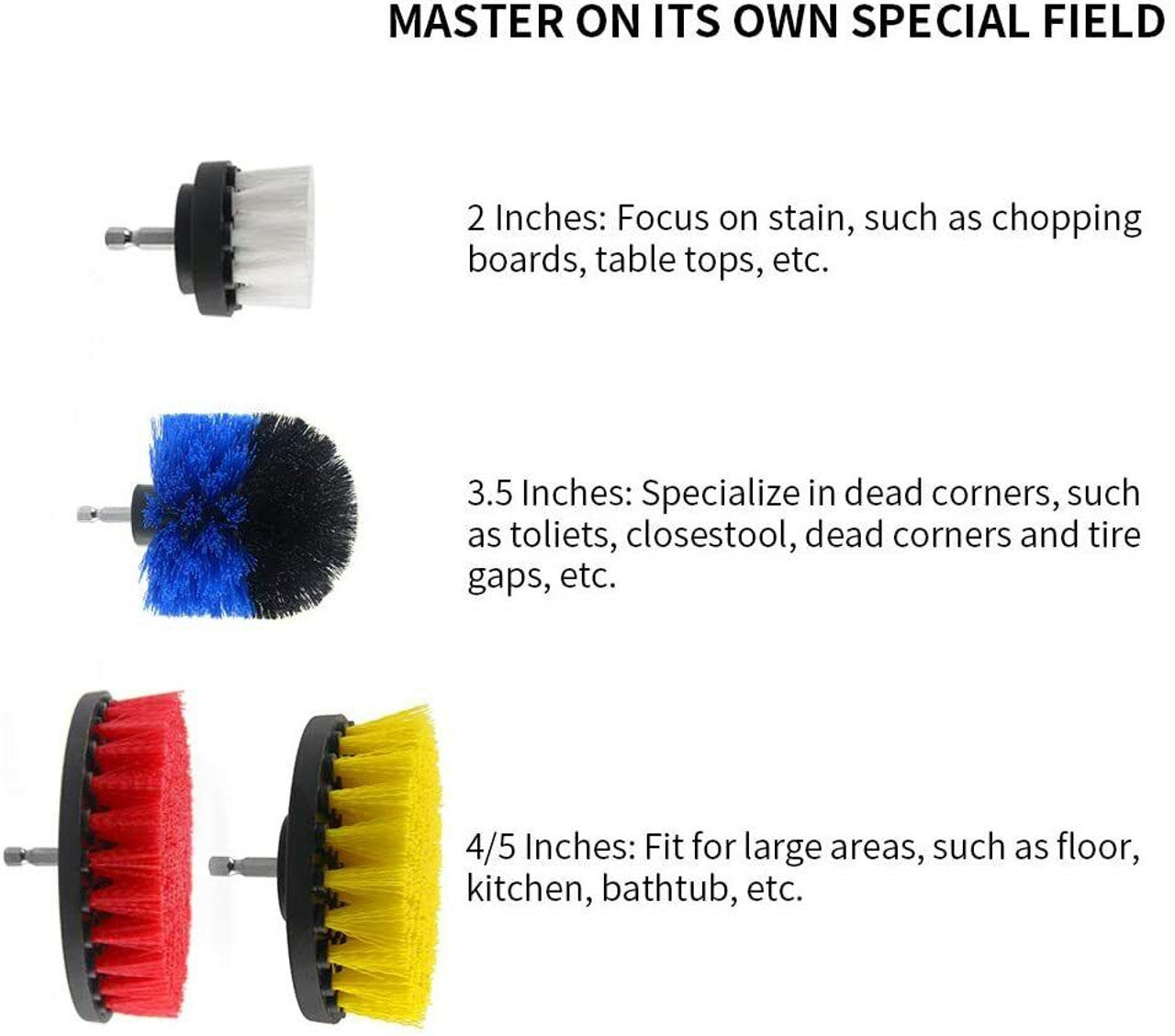 Drill Brush Attachment 4 Piece Drill Scrub Brush Set - GOODSZON Discount Store
