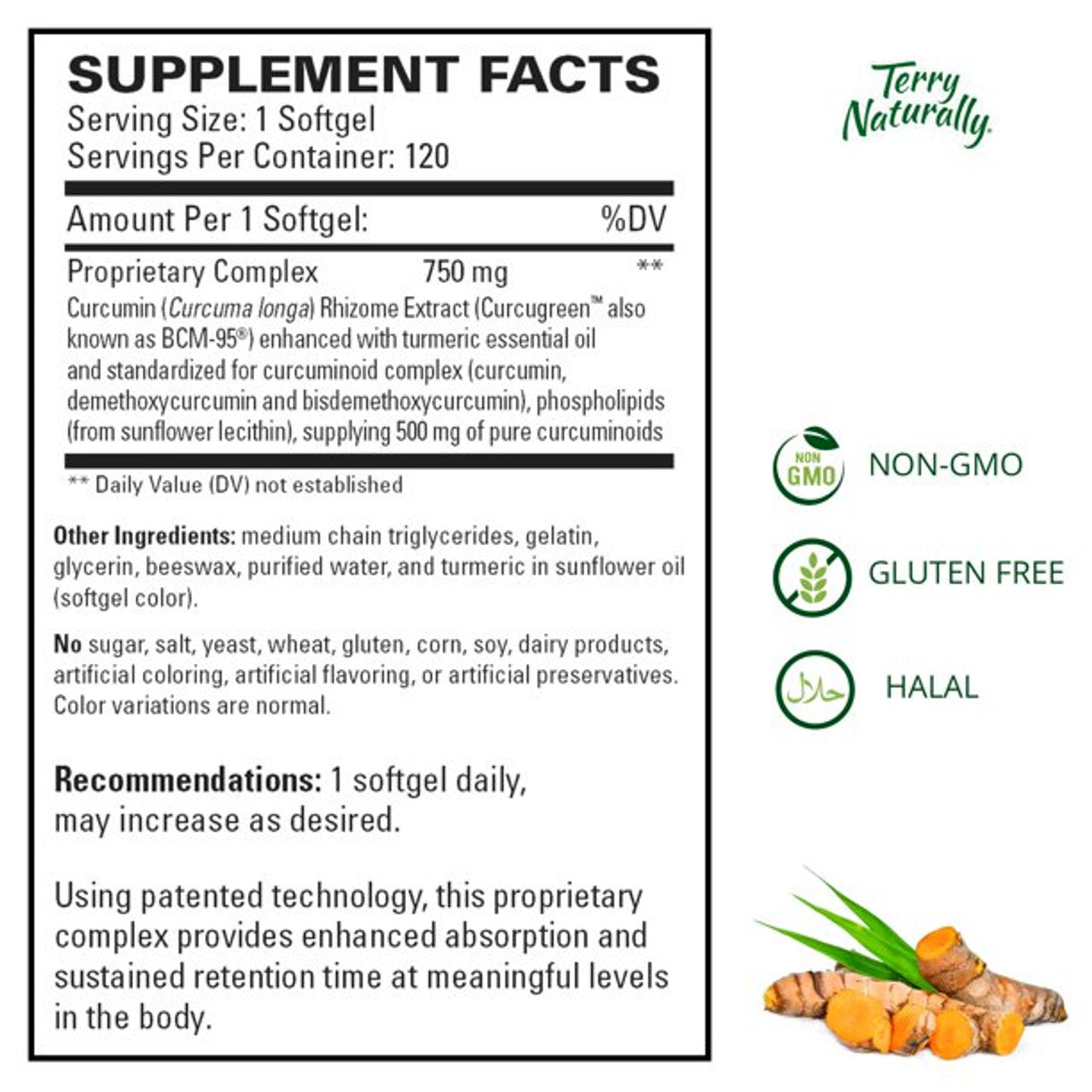 EuroPharma - Terry Naturally CuraMed with BCM-95 750 mg. - 120 Softgels - GOODSZON Discount Store