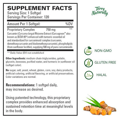 EuroPharma - Terry Naturally CuraMed with BCM-95 750 mg. - 120 Softgels - GOODSZON Discount Store