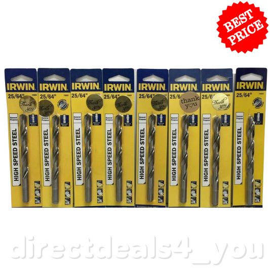 Irwin General Purpose High Speed Steel 25/64" Drill Bit #73825 Pack of 8 - GOODSZON Discount Store