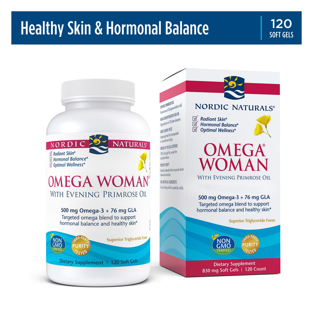 Nordic Naturals Omega Woman Softgels, 576 Mg, Lemon, Non-GMO, 120 Ct - GOODSZON Discount Store