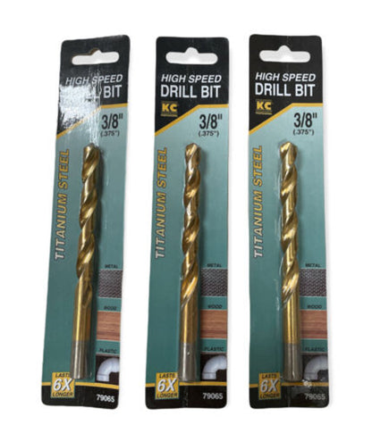 KC Titanium Steel High Speed Drill Bit 3/8” #79065 Pack of 3 - GOODSZON Discount Store