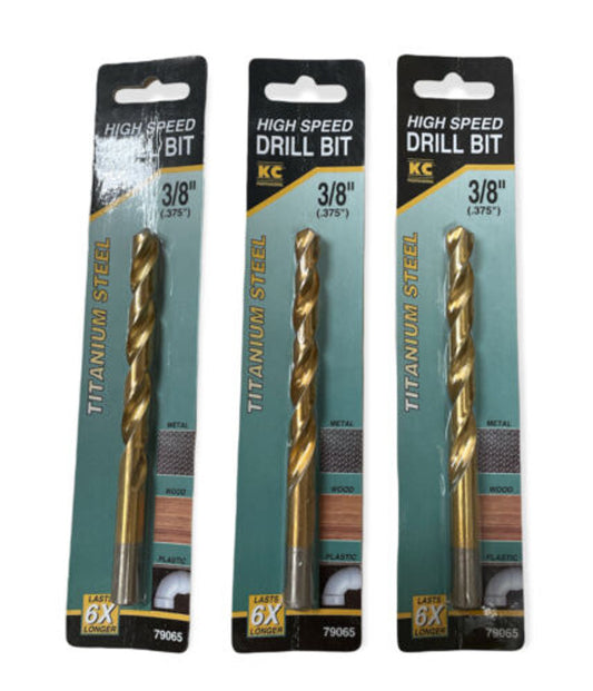 KC Titanium Steel High Speed Drill Bit 3/8” #79065 Pack of 3 - GOODSZON Discount Store