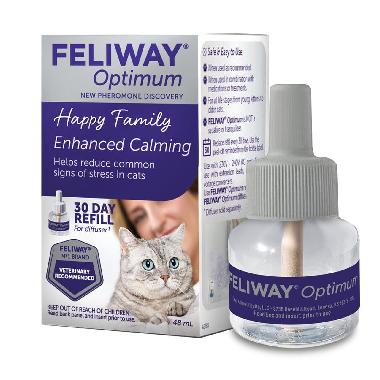 Feliway Optimum Happy Family Enhanced Calming 48 ml 30 Day Refill - GOODSZON Discount Store