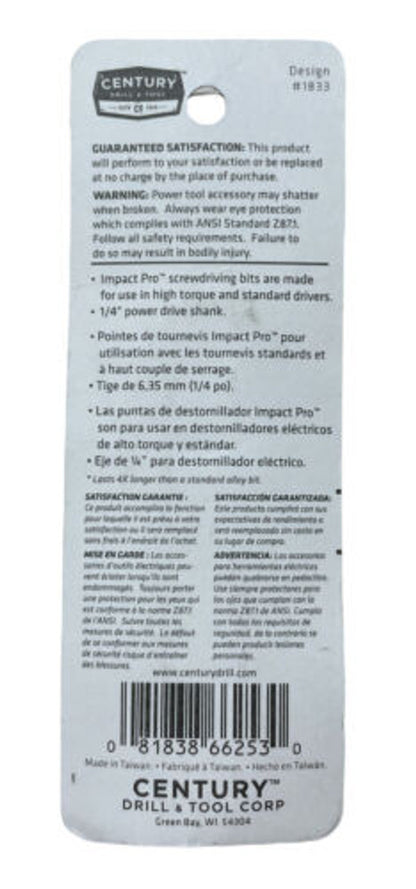 CENTURY DRILL & TOOL #3 x 2 Impact Pro Square Power Torsion Bit Pack of 3 - GOODSZON Discount Store