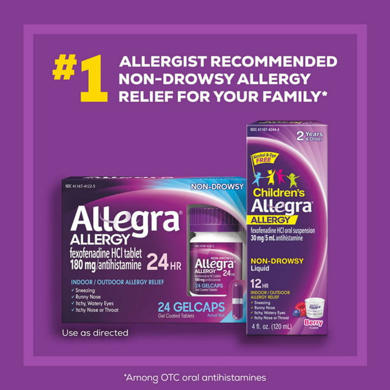Allegra Adult 24HR Gelcaps (24 Ct, 180 mg), Allergy Relief - GOODSZON Discount Store
