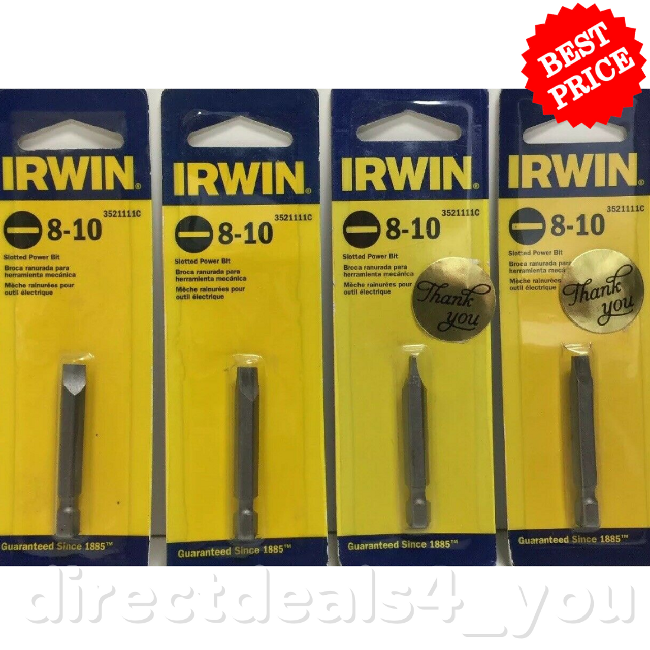 Irwin 3521111C #8-10 Slotted Power Bit (Pack of 4) - GOODSZON Discount Store