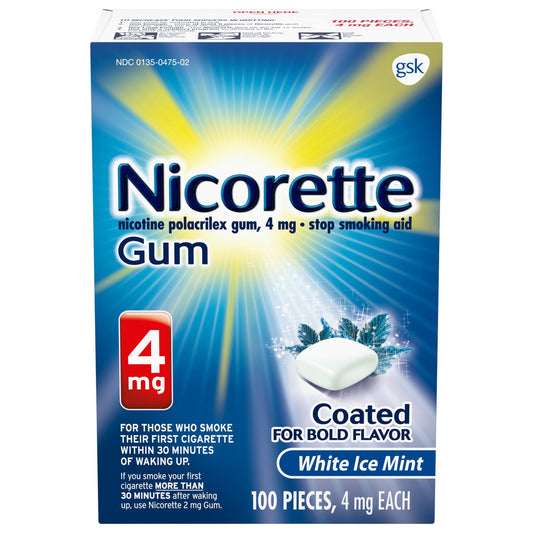 Nicorette Nicotine Gum to Stop Smoking, White Ice Mint Flavor 4 Mg, 20 Count - GOODSZON Discount Store
