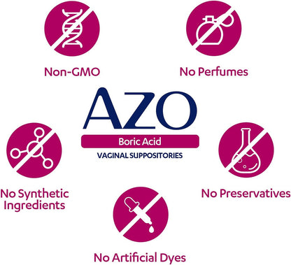 AZO Boric Acid Vaginal Suppositories, Helps Support Odor Control and Balance Vaginal PH with Clinically Studied Boric Acid, 30 Count - GOODSZON Discount Store