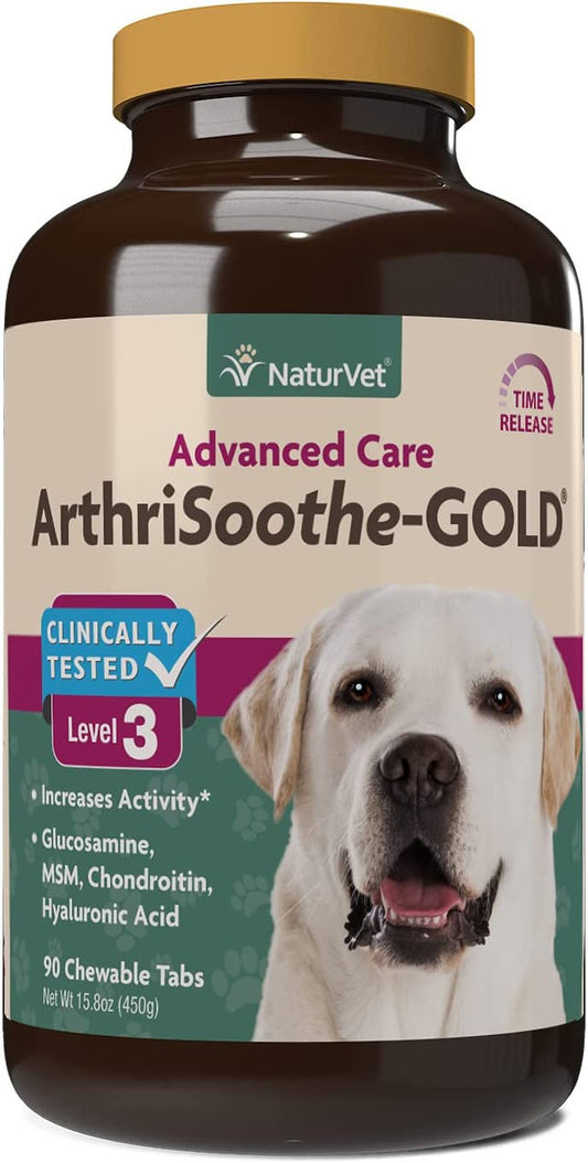 NaturVet ArthriSoothe Gold Level 3 Advanced Joint Care–Supports Connective Tissue, Cartilage & Joint Movement – Glucosamine, MSM, Chondroitin & Green Lipped Mussel – 90ct Tablets - Dogs & Cats - GOODSZON Discount Store
