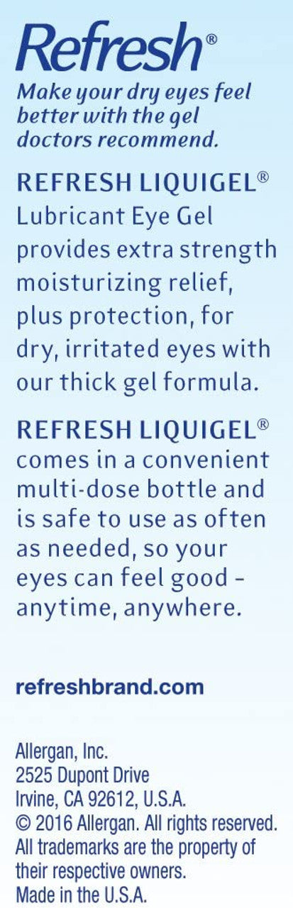 Refresh Liquigel Lubricant Eye Gel Preserved Tears, 0.5 fl oz (15 mL) - GOODSZON Discount Store
