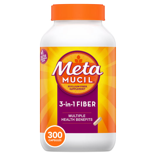 Metamucil Capsules, 3-in-1 Fiber, Digestive Health, 300 Ct - GOODSZON Discount Store
