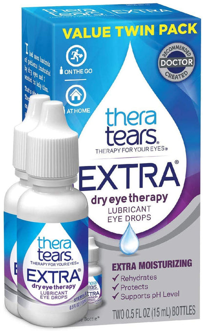 TheraTears Eye Drops, Extra Moisturizing Eye Drops, 0.5 fl oz, 2 Pack - GOODSZON Discount Store