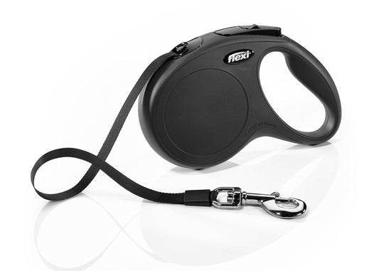 FLEXI New Classic Tape Retractable Dog Leash for Medium Dogs Upto 55 lbs. – 16 ft., Black | Tangle Free Pet Walking Leash with One-Handed Brake, Pause, Lock|German Quality Product - GOODSZON Discount Store