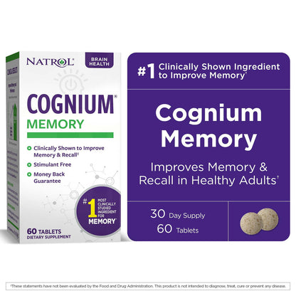Natrol® Cognium Memory Tablets, Brain Health Support Supplement, 100mg, 60 Count - GOODSZON Discount Store