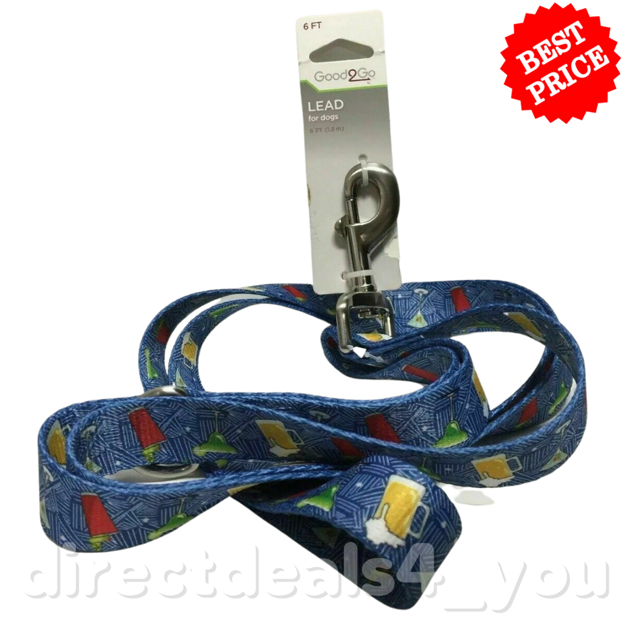Good2Go Dog Leash Happy Hour Print, 6 ft. - GOODSZON Discount Store