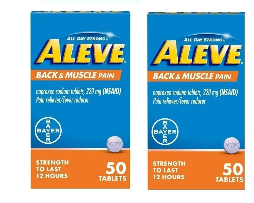 Aleve Back & Muscle Pain Reliever Naproxen Sodium 50 Tabs Pack of 2 Exp 2025 - GOODSZON Discount Store