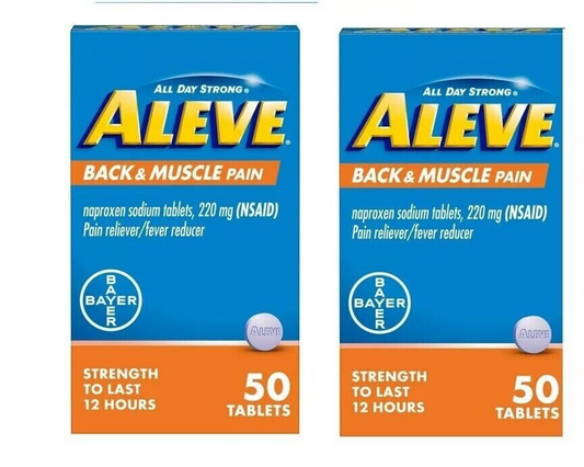Aleve Back & Muscle Pain Reliever Naproxen Sodium 50 Tabs Pack of 2 - GOODSZON Discount Store