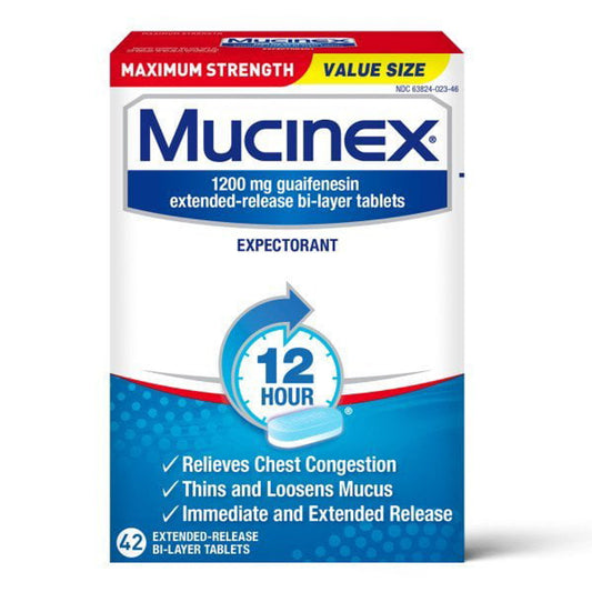 Chest Congestion, Mucinex Maximum Strength 12 Hour Extended Release Tablets, 42ct, 1200 mg Guaifenesin with extended relief of - GOODSZON Discount Store