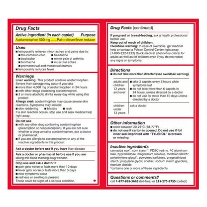 Tylenol Extra Strength Caplets with 500 mg Acetaminophen, 100 Ct Exp 2025 - GOODSZON Discount Store