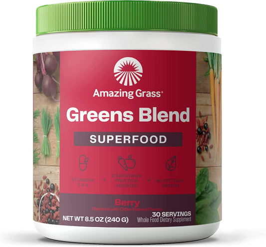 Amazing Grass, Greens Blend Superfood, Berry, 8.5 oz, 30 Servings - GOODSZON Discount Store