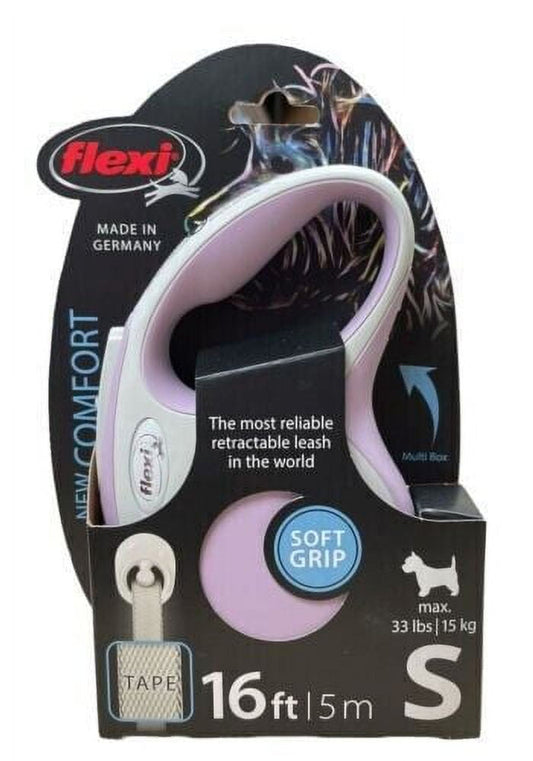Flexi New Comfort Small Tape Retractable Dog Leash, 16 ft, Pink (For dogs up to 33 lbs) - GOODSZON Discount Store